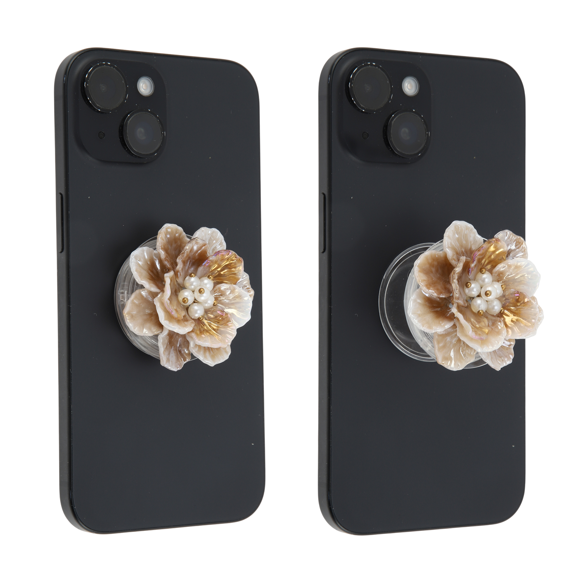Unique Bargains Shell Flower Phone Grip 1 Pc Brown White