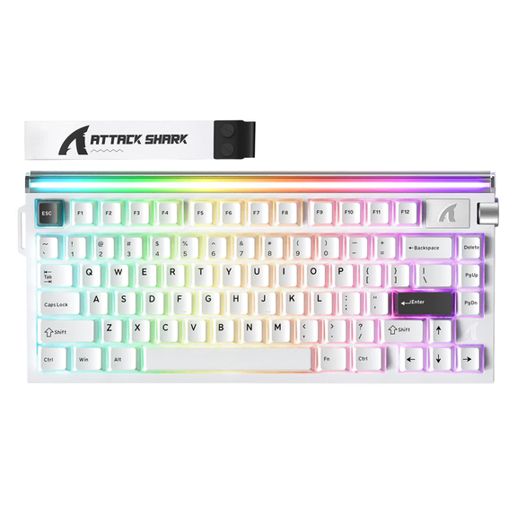 ATTACK SHARK R85 HE Rapid Trigger 75% Wired 8KHz Gaming Keyboard Magnetic Switch with Custom Lightbox For PC Mac PS4 PS5 Xbox one Switch - White