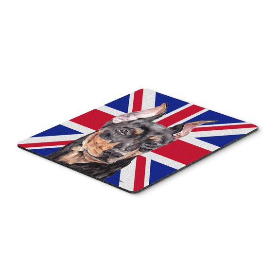 "German Pinscher with English Union Jack British Flag Mouse Pad Hot Pad or Trivet"