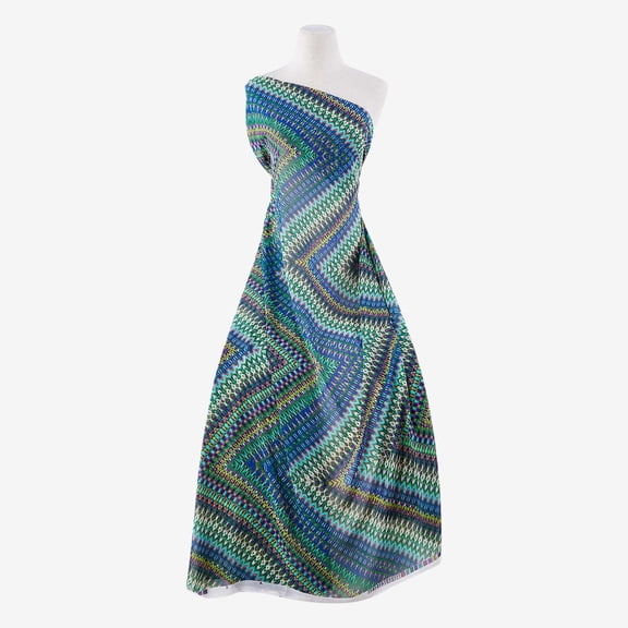 Zelouf Zs1907X Print Hi Multi Chiffon  , Sewing, DIY, Crafts Fabric by the Yard, 467 Blue/green, 3 Yard