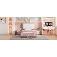 thumbnail image 4 of Twin size Upholstered Rabbit-Shape Princess Bed，Cosymart Twin Size Platform Bed with Headboard and Footboard, White+Pink, 4 of 9