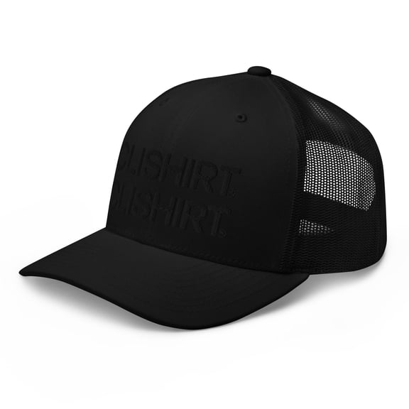 Clishirt Adult Unisex 3D Puff Embroidered Adjustable Black Retro Trucker Cap