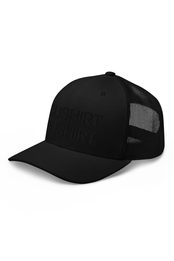 Adult Unisex 3D Puff Embroidered Adjustable Black Retro Trucker Cap