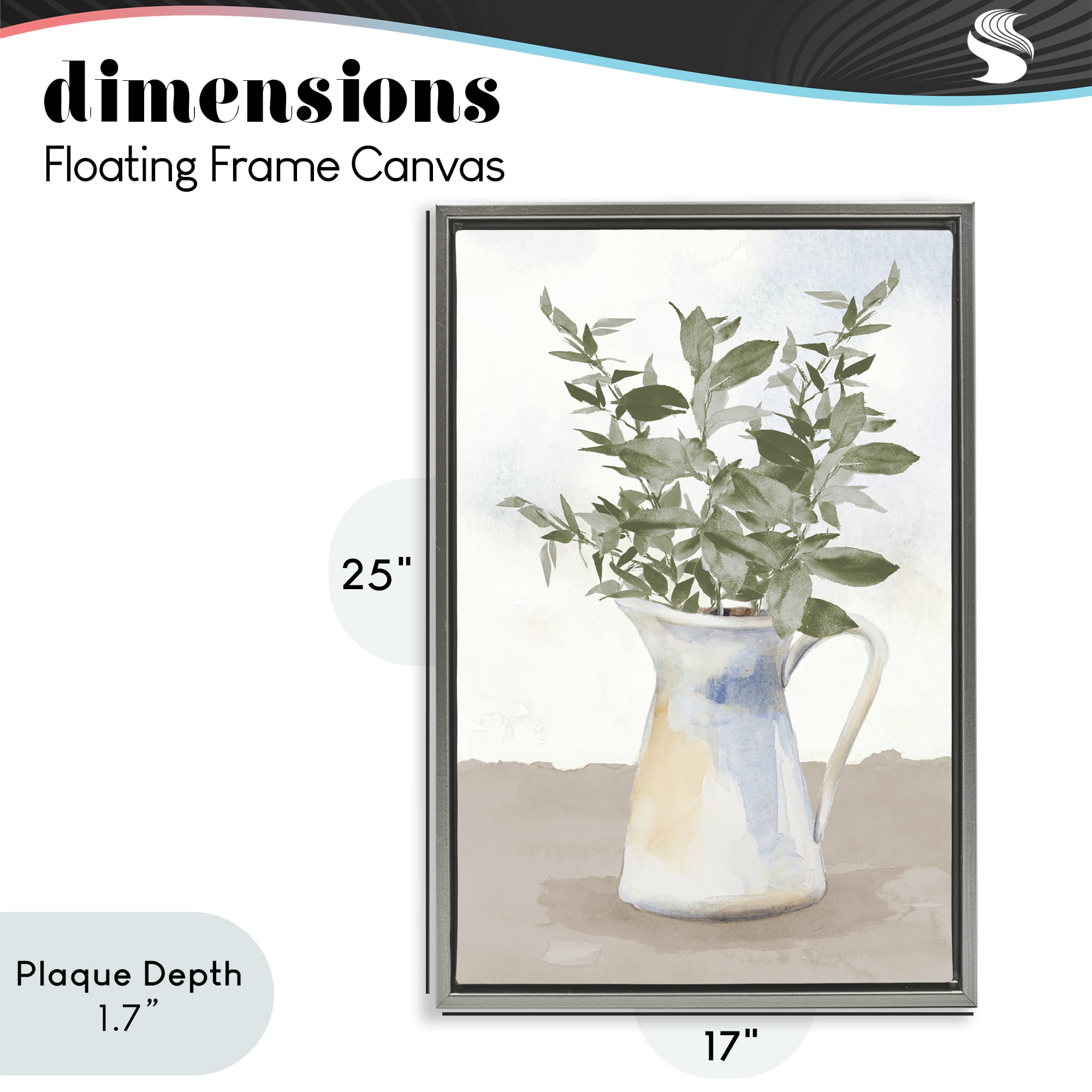 Stupell Industries Eucalyptus Botanicals Vase Gray Framed Floater Canvas Wall Art, design by Lanie Loreth