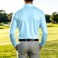 thumbnail image 5 of Fabrcox Men's Polo Shirts Long Sleeve Men's Golf Shirts Button Up Casual Loose Fit Athletic Gym Work Mens Big and Tall Shirts Blue XXL, 5 of 6