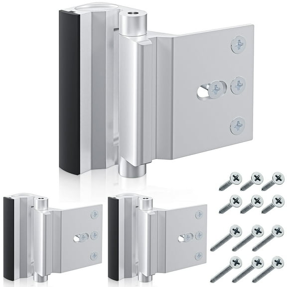 Tcwhniev 3 Pcs Child Proof Door Lock Aluminum Alloy Door Reinforcement Lock to Withstand 800 lbs Practical Childproof Latch for Home Bedroom Study