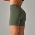 thumbnail image 4 of SWSMCLT Women's High Waisted Yoga Shorts Gym Sweat Shorts Elastic Waist Track Yoga Fitted Tight Sports Jogger Army Green Large, 4 of 5