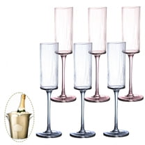 ACDANC 6Pcs Champagne Flutes Plastic 5.5 oz Long Pedestal Party Cups Plastic Tumblers for Friends Party Mix1