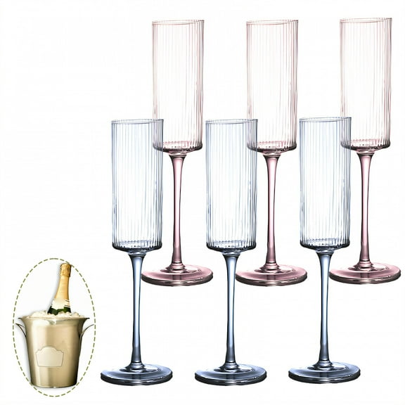 ACDANC 6Pcs Champagne Flutes Plastic 5.5 oz Long Pedestal Party Cups Plastic Tumblers for Friends Party Mix1