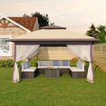 thumbnail image 1 of Garvee gazebo plegable 3 x 3 m con doble techo y mosquitero, altura ajustable, incluye 4 bolsas de arena y bolsa de transporte para patio y eventos, 1 of 7