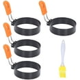 thumbnail image 1 of 4Pcs Eggs Rings Stainless Steel Egg Cooking Rings Set with Silicone Handle, Non Stick Mold Shaper Heat Insulation for Home Kitchen Cooking Breakfast, 1 of 5