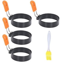 4 Pcs Egg Rings, 7.5 cm Food Grade Stainless Steel Circle Egg Cooker with Silicone Handle, Non Stick Cooking Molds for Breakfast, Mini Pancakes, Fried Eggs