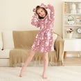 thumbnail image 3 of FORMRS Niños Bathrobe Unisex Hooded Robe Soft Plush Pajamas Sleepwear, Size 7-9T, Bunny Love Blooms, 3 of 7