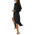 thumbnail image 3 of ORQ Women V-Neck Elegant Solid Color Long Sleeved Slim Waist Shirt Dress, 3 of 3