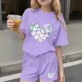 thumbnail image 2 of NAISIBABY Girls Outfit Sets 2-Piece, Summer St Patrick's Day Prints T-Shirt and Shorts Casual Fashion Sports Clothes Purple 10T, 2 of 6