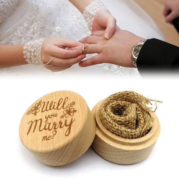 LULULION Vintage Ring Box for Wedding Ceremony Use Khaki 1Pack
