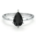 thumbnail image 3 of Gem Stone King 14K White Gold Black Onyx Solitaire Engagement Ring for Women | 1.28 Cttw | Pear Shape 9X6MM | Gemstone December Birthstone | Size 9, 3 of 6