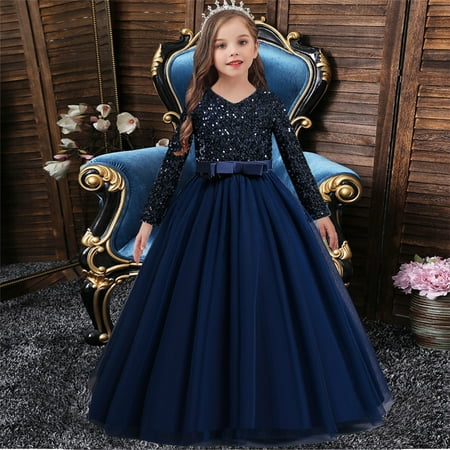 

Gotyou Girl s Toddler Princess Dress Long-sleeve Long Sequin Dresses Skirt Elastic Outfits Dresses
