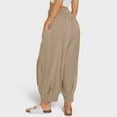 thumbnail image 4 of ABATAB Oversize Cotton Linen Pants for Womens Elastic High Waisted Palazzo Pants Casual Comfy Baggy Trousers with Pockets, 4 of 7