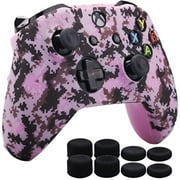 MXRC Silicone Rubber Cover Skin Case Anti-Slip Water Transfer Customize Digital Camouflage for Xbox One/S/X Controller x 1 Pink FPS PRO Extra Height Thumb Grips x 8