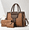 2083Khaki, variant on Women's 3 PCS Handbag Set PU Leather Top-handle Satchel with Clutch & Wristlet Shoulder Bag for Work & Daily Use