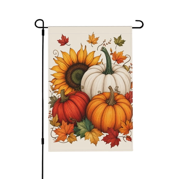 Garden Flag 12x18 Inch with Pumpkins and Sunflowers for Outdoor Decor