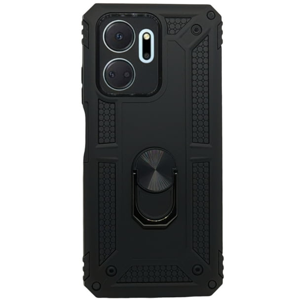 Funda Uso Rudo Con Anillo Magnético Cely Vesmir Para Honor X7a Negro Más 2 Micas De Cristal