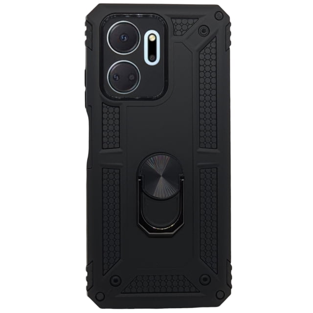Funda Uso Rudo Con Anillo Magnético Cely Vesmir Para Honor X7a Negro Más 2 Micas De Cristal