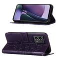 thumbnail image 4 of Feishell for Motorola Moto G Stylus 5G (2023) Flip Wallet Case with Wrist Strap,Butterfly & Flower Embossed Pattern PU Leather Magnetic Buckle Folio Credit Card Slots Kickstand Phone Case,Purple, 4 of 6