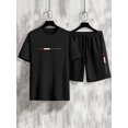 thumbnail image 2 of Men's black "LOS ANGELES" printed T-shirt and shorts set, street fashion style., 2 of 9