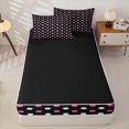 thumbnail image 4 of Erosebridal Hot Pink Black Polka Dot Zipper Queen Comforter Set with Fitted Sheet and 2 Pillowcases,Dual Tone Circle Girl Zipper Bedding Set For Girls,Black Reversible,4pcs, 4 of 7