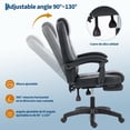 thumbnail image 4 of QinaQin Silla giratoria ergonómica de oficina en piel sintética, con soporte lumbar ajustable, función de inclinación y ruedas silenciosas para home office, 4 of 8