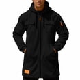 thumbnail image 4 of Trench Coat Men Zip Up Hooded Mid Length Windrbreaker Jackets (Black XXL), 4 of 6