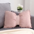 thumbnail image 1 of 1 funda de almohada de gamuza sintética con lazo peludo para dormitorio, sofá y sala de estar., 1 of 6