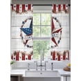 thumbnail image 2 of Independence Day Sheer Curtains 63 Inch Length 2 Panels Set Window Treatments, Farmhouse Texas Star Wooden Grain Rod Pocket Semi Curtains for Living Room/Bedroom/Kitchen Décor, 104"W x 63"L, 2 of 7