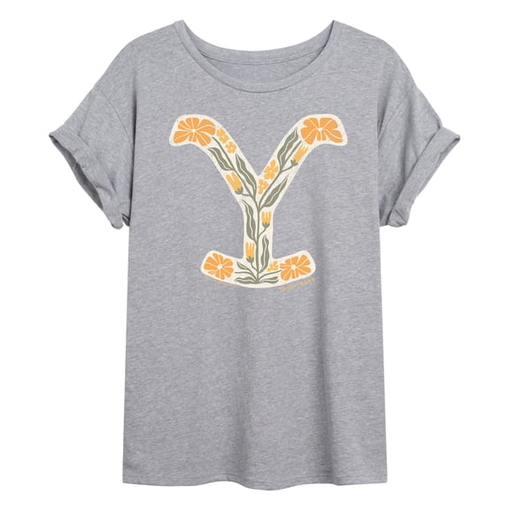 Yellowstone - Floral Logo - Juniors Oversized Graphic T-Shirt