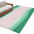 thumbnail image 2 of Rectangle Area Rug 4x6ft,Abstract Green Beige Ocean Wave Washable Carpet Non-Slip Runner Accent Rugs Indoor Floor Mat for Bedroom Living Room Decor,Modern Minimalist Style, 2 of 9