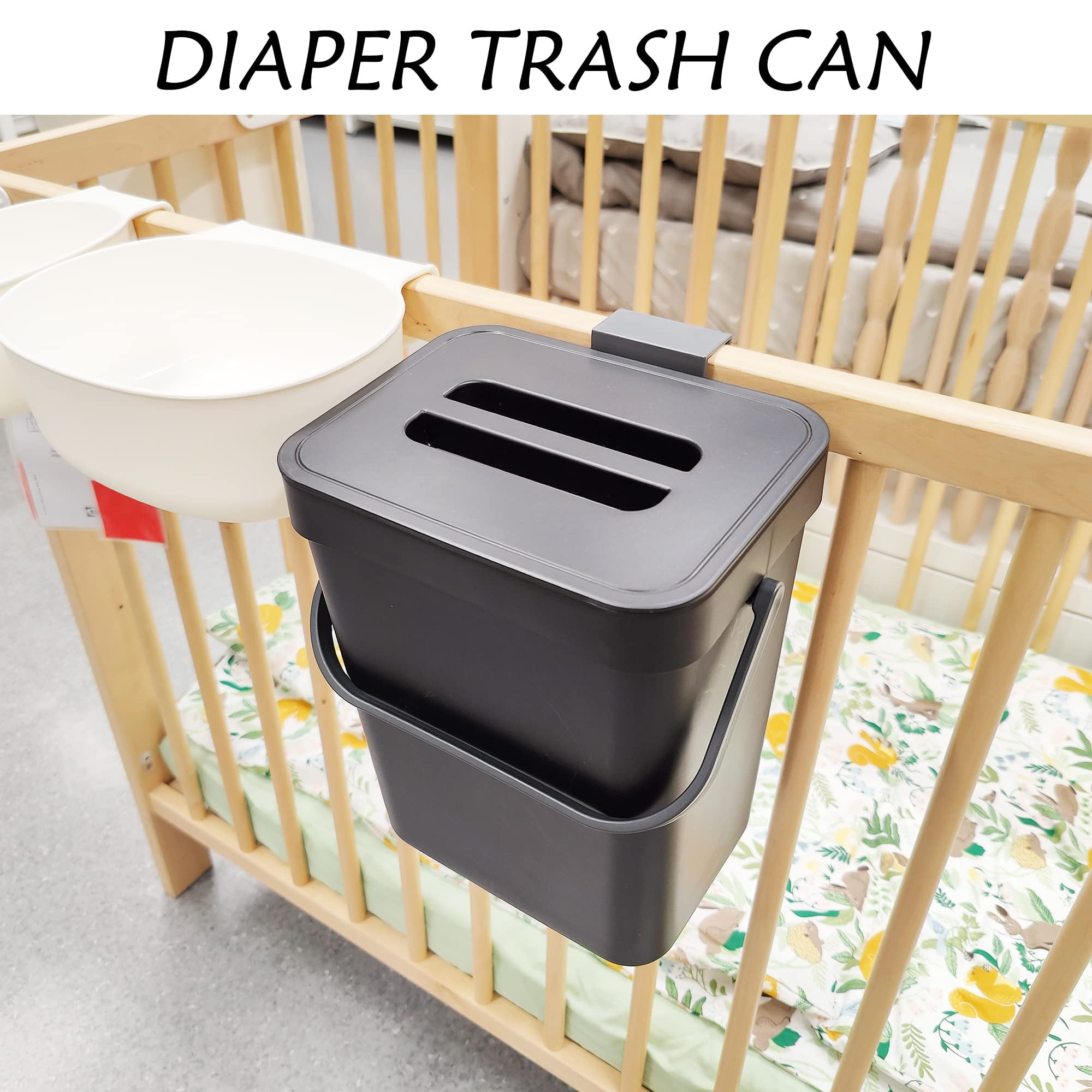 Stonespace Under Sink Trash Can,Kitchen Compost Bin, Diaper Pail, 3.2 Gallon/12L Hanging Garbage Can for Baby Crib/Bathroom/Cupboard, Plastic Food Waste Bin,1 Pack Black