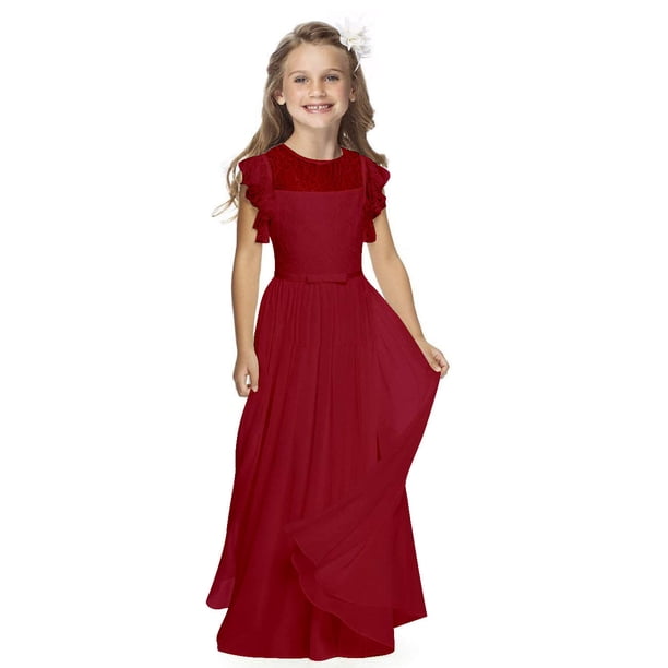 Ropa infantil, vestidos de novia para niños, vestidos de princesa de gasa con encaje para cumpleaños de niñas