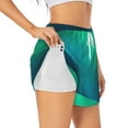 thumbnail image 2 of Haiem Green Turquoise Teal Women's 2 in 1 Running Shorts - Lightweight Athletic Workout Gym Yoga Breathable Sports Shorts Liner with Phone Pockets-X-Large, 2 of 9