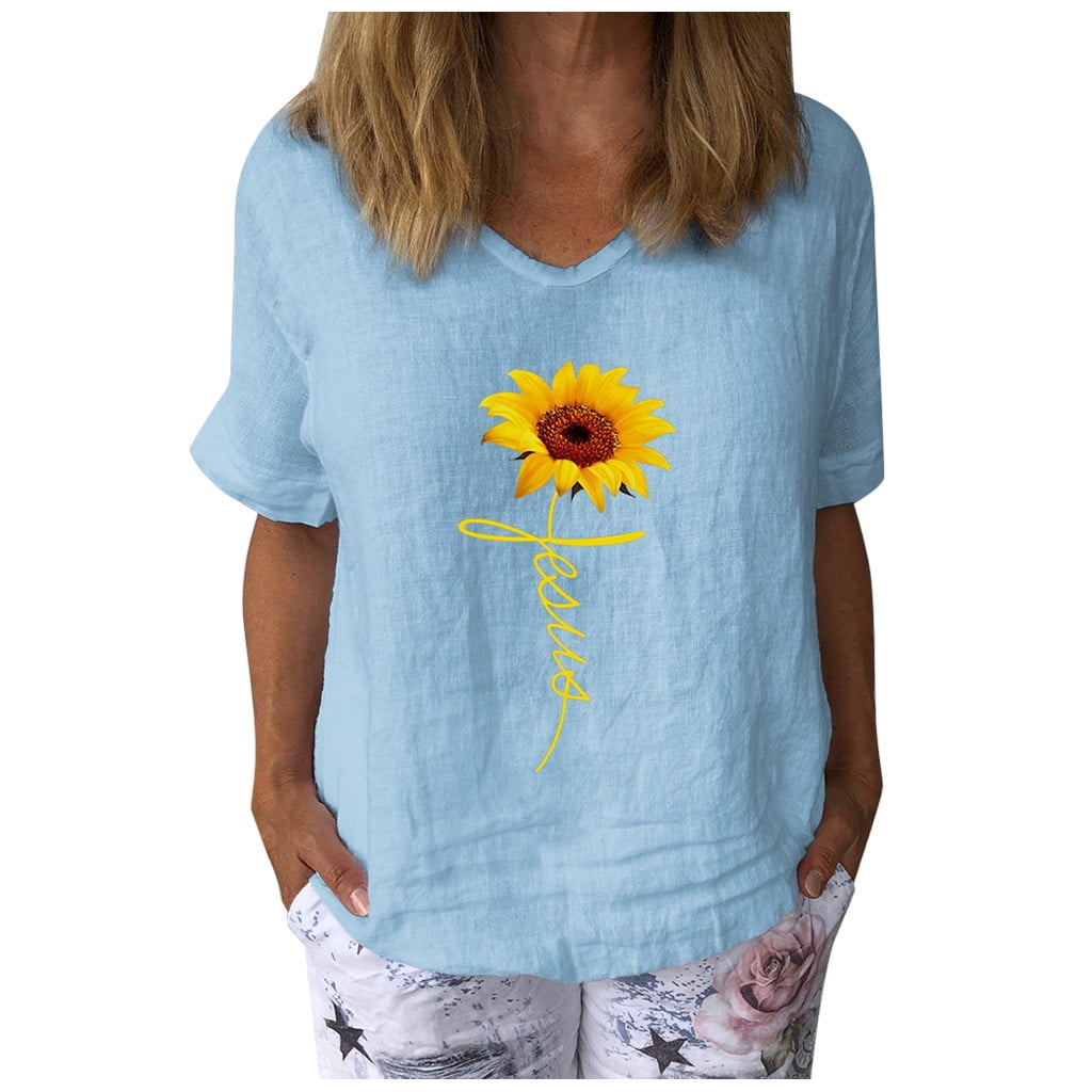 Short Sleeve Casual Blouse Tops 