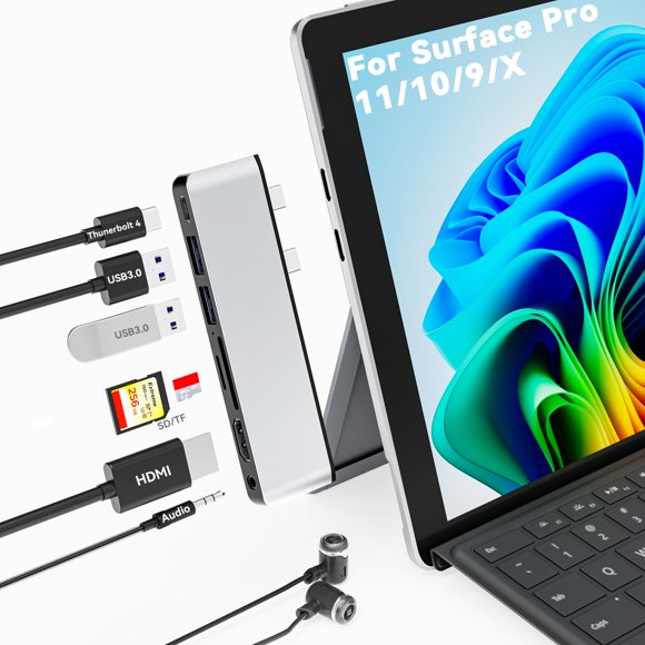 Estación de acoplamiento USB C Adapter Hub para Surface Pro 11 Suejezt