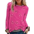 thumbnail image 2 of Puntoco Mujer Casual Cuello Redondo Manga Larga Impreso Camisa Suelta Blusa tops Puntoco Puntoco-6384, 2 of 5
