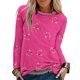 thumbnail image 2 of Puntoco Mujer Casual Cuello Redondo Manga Larga Impreso Camisa Suelta Blusa tops Puntoco Puntoco-6381, 2 of 5
