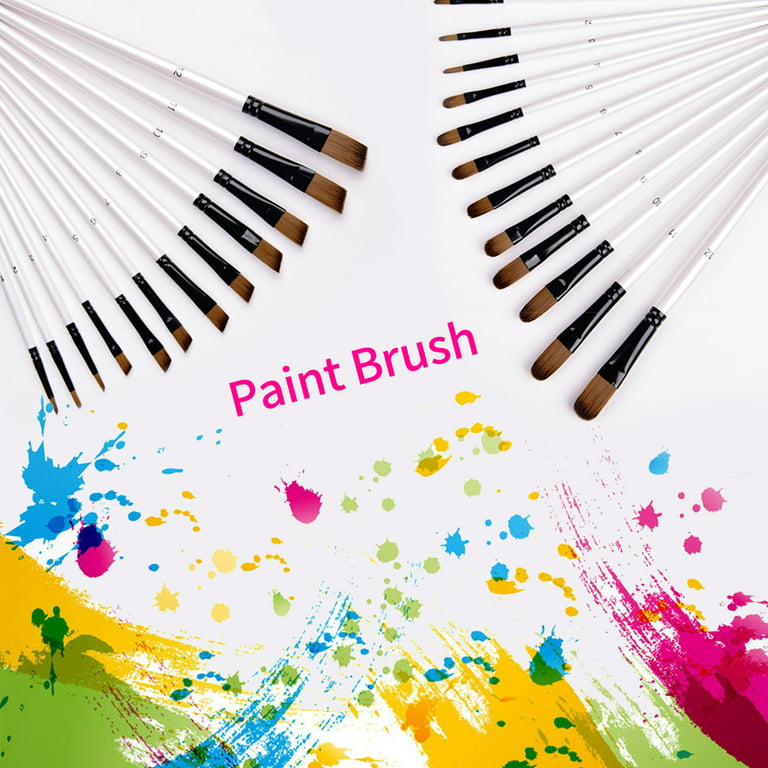 12pcs Filbert Paint Brushes Set Nylon Hair For Acrylic Oil Paint M4N3