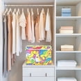 thumbnail image 4 of Yayeee Collapsible Cube Storage Bin with Lid Fabric Closet Decorative Basket with Handles, Vibrant Dinosaur, 4 of 7