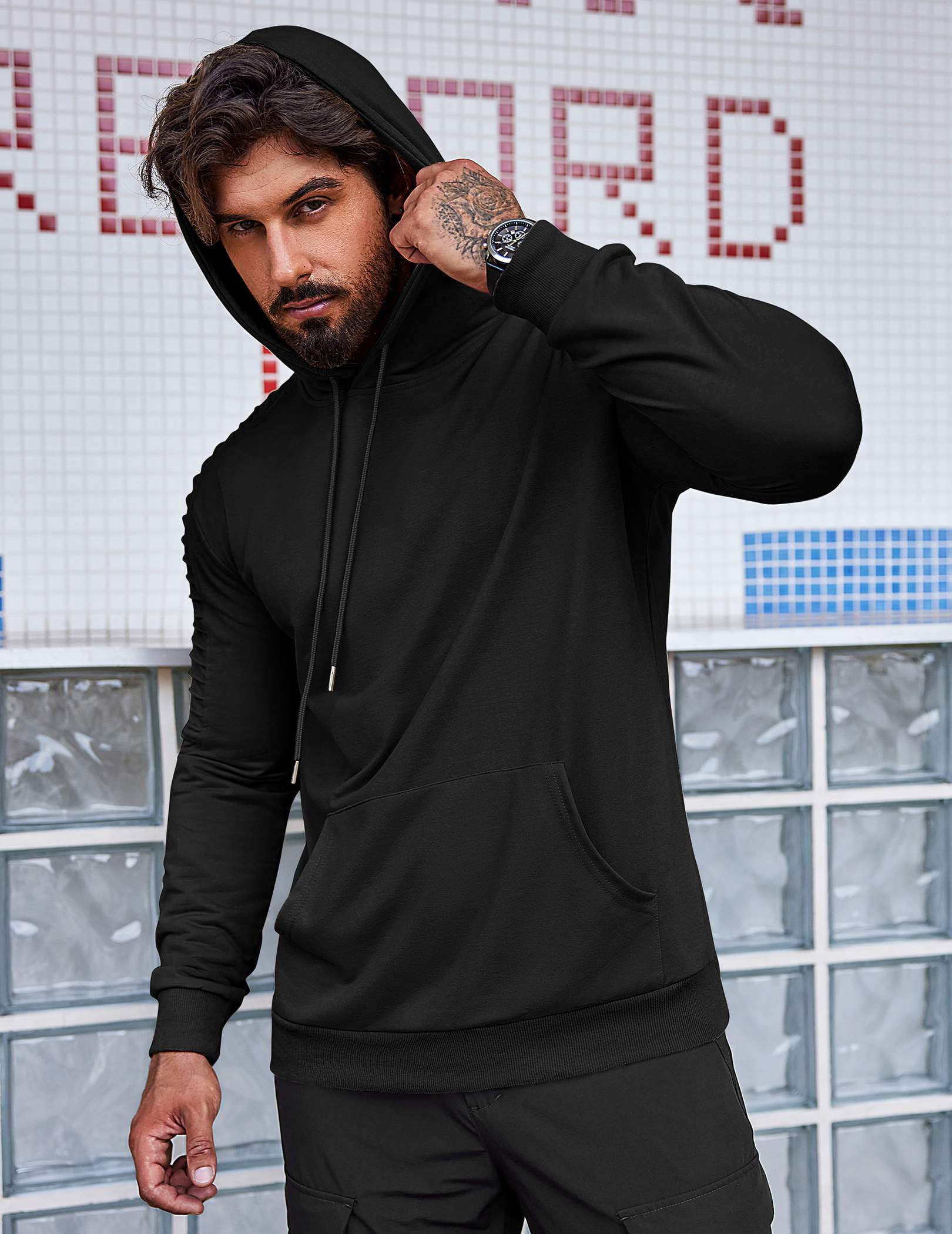 COOFANDY Mens Hoodie Casual Drawstring Athletic Hoodies Hooded Pullover Sweatshirts with Pocket