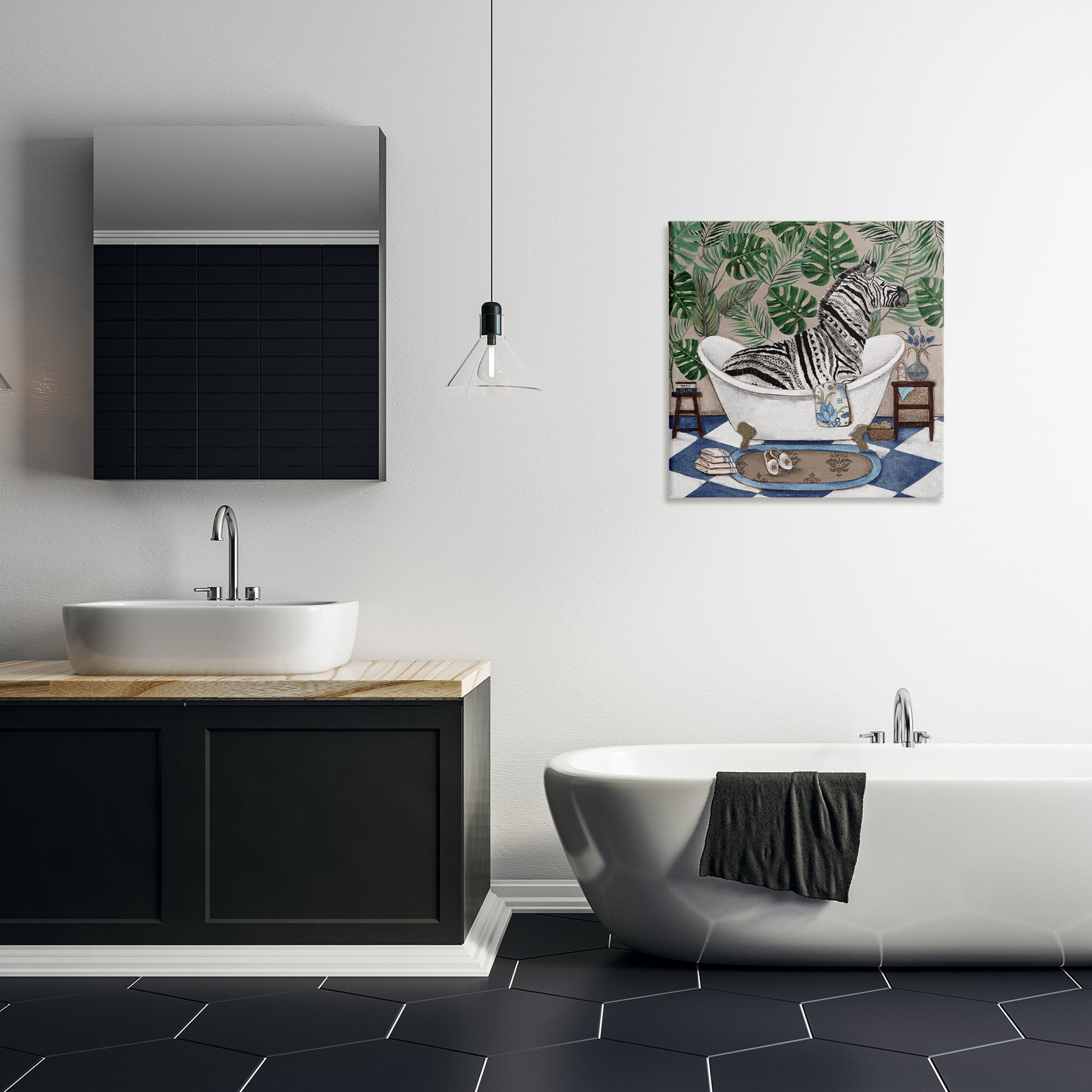 Stupell Industries Zebra in Tropical Bathtub Canvas Wall Art, design by Janet Tava