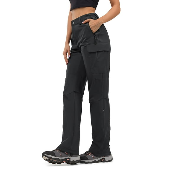 Pantalones cargo de senderismo Moosehill para mujer, de secado rápido, negros, talla 10