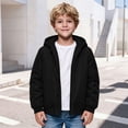 thumbnail image 3 of Boys Midweight Puff Jacket with Hood Zip Up Casual Relaxed Fit Warm Kids Winter Coats Black 6-14 Years, 3 of 7